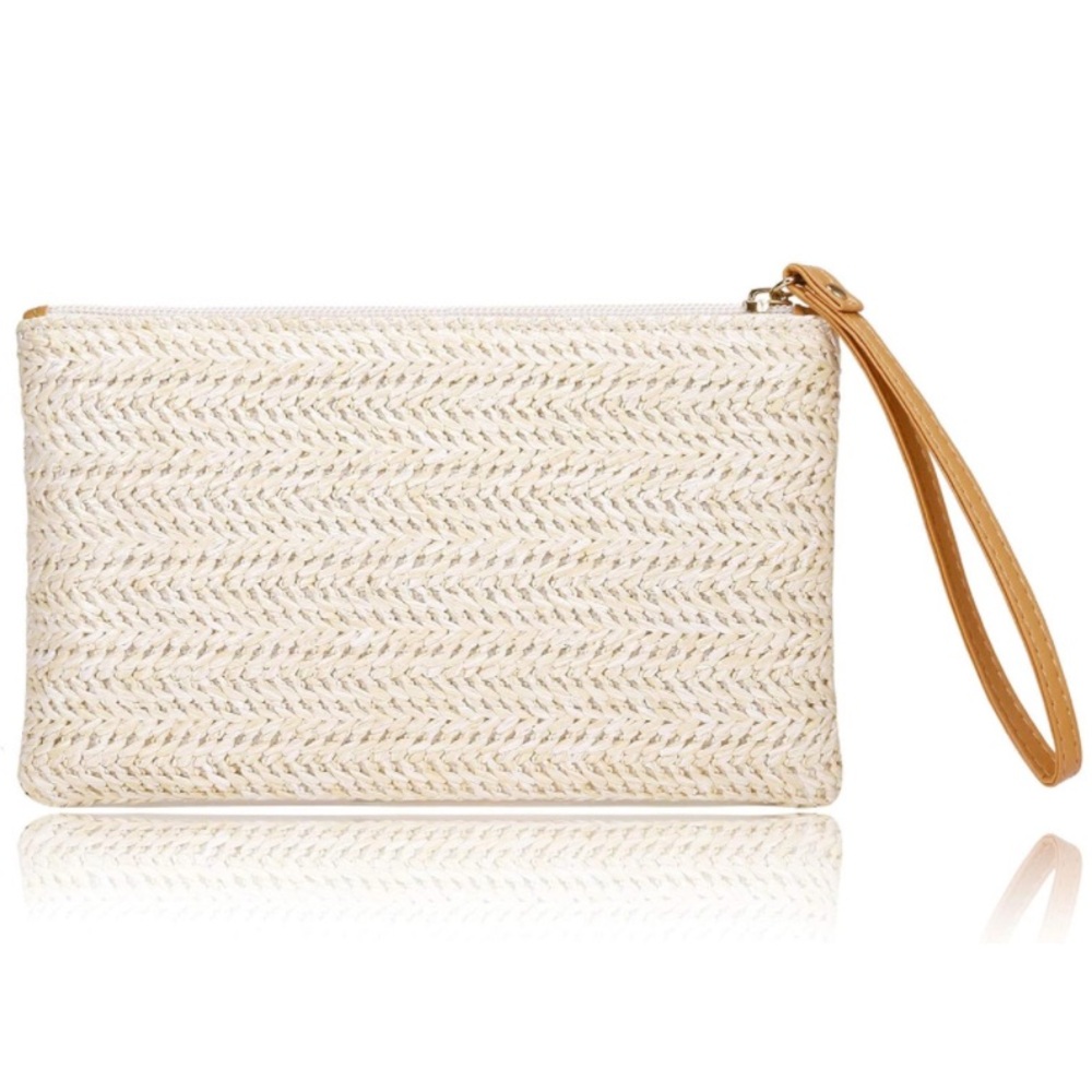 Chic Cream and White Clutch Wristlet